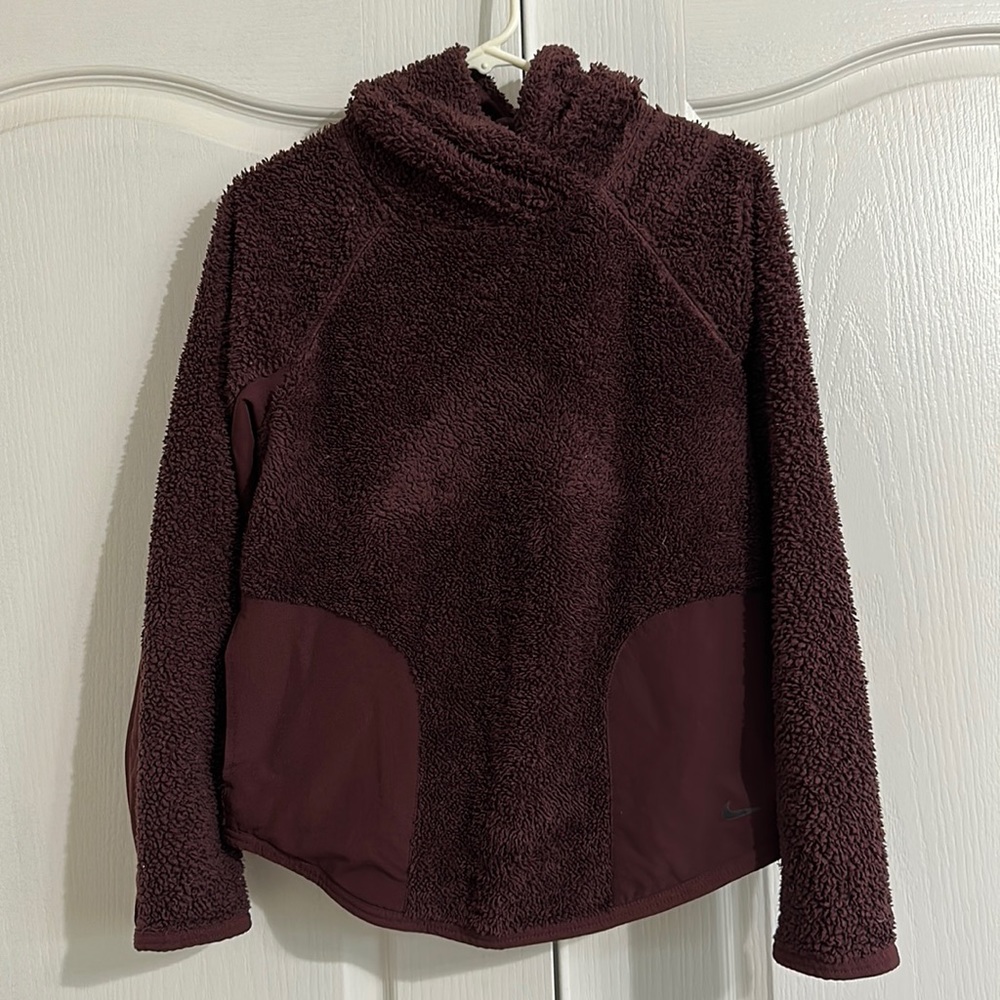 Nike Teddy Bear Hoodie in Burgundy